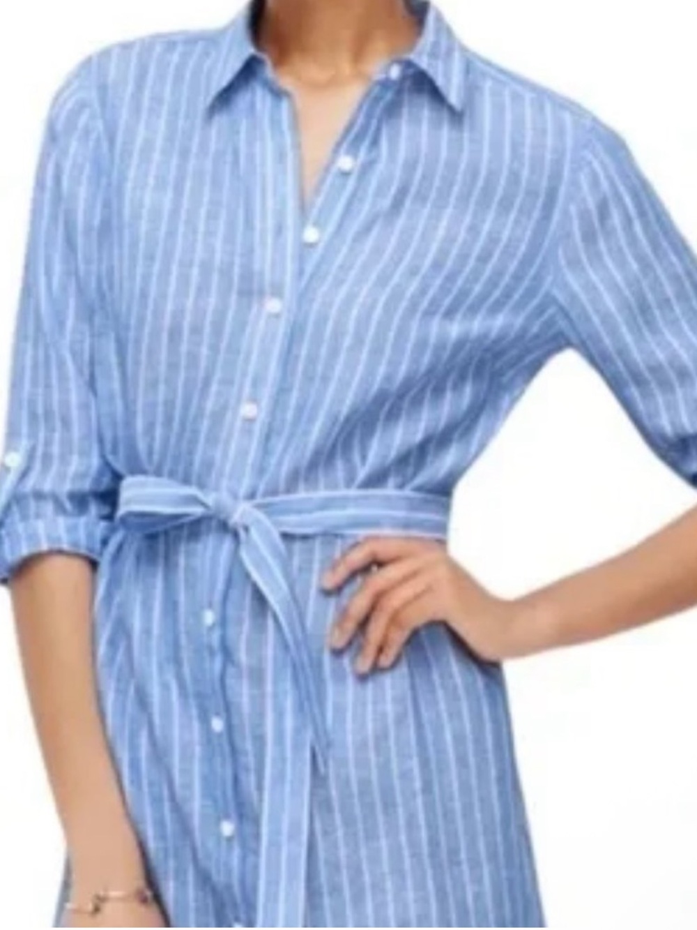 NWT-S-Ann Taylor Striped Linen Shirtdress